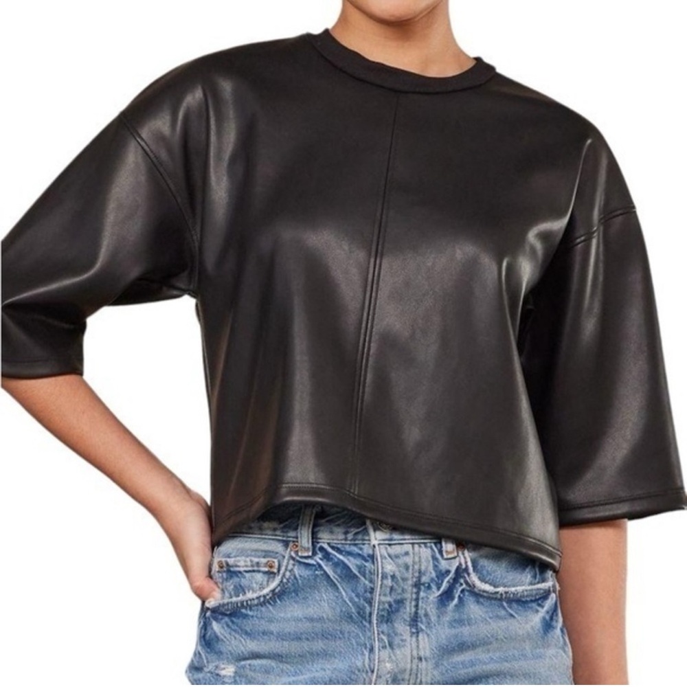 LA Made Vegan leather tee, NWT, size S